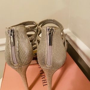 Thalia Sodi Silver Metallic Heels